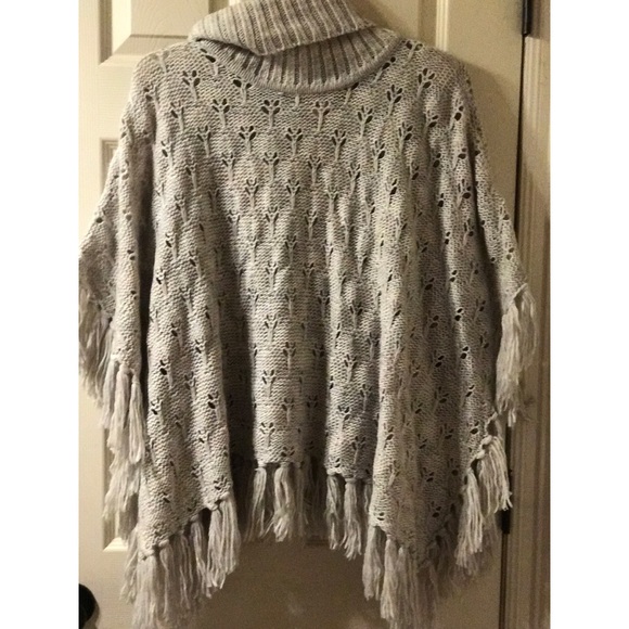 Quiksilver Sweaters - Quicksilver Knit Cowl Neck Poncho With Fringe